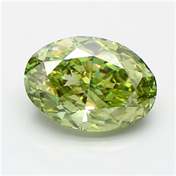 Picture of Lab Grown Diamond 4.35 Carats, Oval with  Cut, Fancy Vivid Green Color, VVS2 Clarity and Certified by IGI