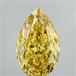 Picture of Lab Grown Diamond 7.08 Carats, Pear with  Cut, Fancy Vivid Yellow Color, VS1 Clarity and Certified by IGI