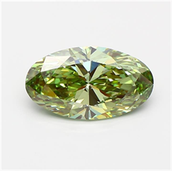 Picture of Lab Grown Diamond 3.00 Carats, Oval with  Cut, Fancy Vivid Green Color, VS1 Clarity and Certified by IGI