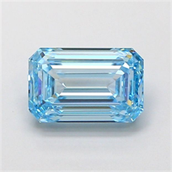 Picture of Lab Grown Diamond 1.57 Carats, Emerald with  Cut, Fancy Intense Blue Color, VVS1 Clarity and Certified by IGI