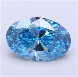 Picture of Lab Grown Diamond 2.00 Carats, Oval with  Cut, Fancy Vivid Blue Color, VS1 Clarity and Certified by IGI