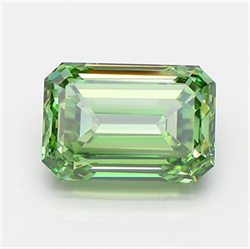 Picture of Lab Grown Diamond 3.53 Carats, Emerald with  Cut, Fancy Vivid Green Color, VS1 Clarity and Certified by IGI