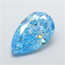 Picture of Lab Grown Diamond 15.02 Carats, Pear with  Cut, Fancy Vivid Blue Color, VS1 Clarity and Certified by IGI