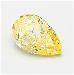 Picture of Lab Grown Diamond 3.11 Carats, Pear with  Cut, Fancy Intense Yellow Color, VS1 Clarity and Certified by IGI