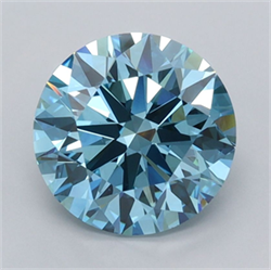 Picture of Lab Grown Diamond 2.51 Carats, Round with Ideal Cut, Fancy Vivid Blue Color, VS1 Clarity and Certified by IGI