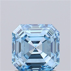 Picture of Lab Grown Diamond 1.27 Carats, Asscher with  Cut, Fancy Vivid Blue Color, VVS1 Clarity and Certified by IGI