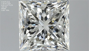 Foto Diamante Natural 1.50 quilates, Princesa , Color I, claridad VS1 y certificado GIA de
