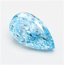 Picture of Lab Grown Diamond 5.57 Carats, Pear with  Cut, Fancy Vivid Blue Color, VVS2 Clarity and Certified by IGI