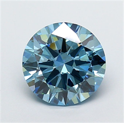 Picture of Lab Grown Diamond 2.60 Carats, Round with Excellent Cut, Fancy Vivid Blue Color, VS2 Clarity and Certified by IGI