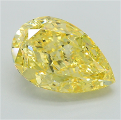 Picture of Lab Grown Diamond 6.18 Carats, Pear with  Cut, Fancy Vivid Yellow Color, VS1 Clarity and Certified by IGI
