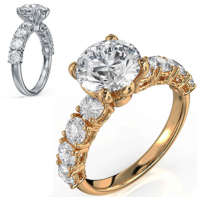 2Carat Lab E VVS2 with1.36 carat Lab diamonds E VVS2 Ideal Cut sides, engagement ring setting for 1.50 carat up