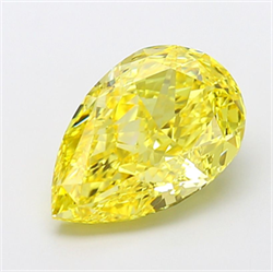 Picture of Lab Grown Diamond 6.09 Carats, Pear with  Cut, Fancy Vivid Yellow Color, VS1 Clarity and Certified by IGI