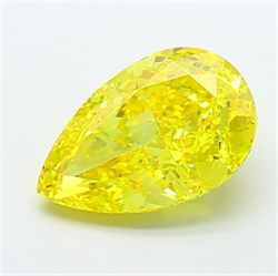 Picture of Lab Grown Diamond 3.71 Carats, Pear with  Cut, Fancy Vivid Yellow Color, VVS1 Clarity and Certified by IGI