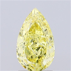 Picture of Lab Grown Diamond 1.62 Carats, Pear with  Cut, Fancy Intense Yellow Color, VVS2 Clarity and Certified by IGI