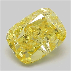 Picture of Lab Grown Diamond 1.46 Carats, CUSHION MODIFIED with  Cut, Fancy Vivid Yellow Color, VS1 Clarity and Certified by IGI