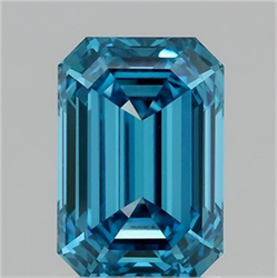 Picture of Lab Grown Diamond 2.59 Carats, Emerald with  Cut, Fancy Vivid Blue Color, VS1 Clarity and Certified by IGI