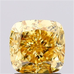 Picture of Lab Grown Diamond 1.54 Carats, CUSHION MODIFIED with  Cut, Fancy Vivid Yellow Color, VS2 Clarity and Certified by IGI