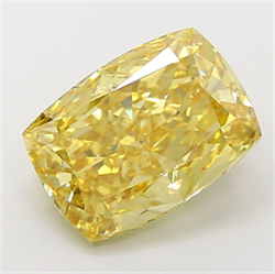 Picture of Lab Grown Diamond 5.08 Carats, CUSHION MODIFIED with  Cut, Fancy Intense Yellow Color, VVS2 Clarity and Certified by IGI