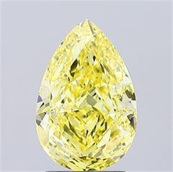 Picture of Lab Grown Diamond 2.03 Carats, Pear with  Cut, Fancy Intense Yellow Color, VVS2 Clarity and Certified by IGI