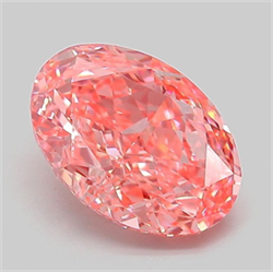 Picture of Lab Grown Diamond 2.10 Carats, Oval with  Cut, Fancy Vivid Pink Color, VVS2 Clarity and Certified by IGI