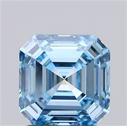Picture of Lab Grown Diamond 1.81 Carats, Asscher with  Cut, Fancy Vivid Blue Color, IF Clarity and Certified by IGI