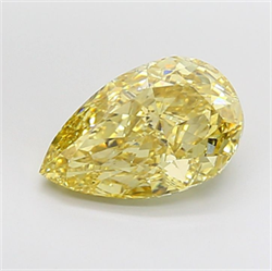 Picture of Lab Grown Diamond 5.08 Carats, Pear with  Cut, Fancy Intense Yellow Color, VS1 Clarity and Certified by IGI