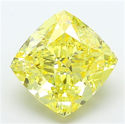 Picture of Lab Grown Diamond 7.04 Carats, CUSHION MODIFIED with  Cut, Fancy Vivid Yellow Color, VS1 Clarity and Certified by IGI
