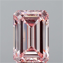 Picture of Lab Grown Diamond 5.00 Carats, Emerald with  Cut, Fancy Intense Pink Color, VS2 Clarity and Certified by IGI
