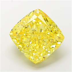 Picture of Lab Grown Diamond 5.02 Carats, CUSHION MODIFIED with  Cut, Fancy Vivid Yellow Color, VS1 Clarity and Certified by IGI