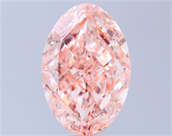 Picture of Lab Grown Diamond 18.54 Carats, Oval with  Cut, Fancy Intense Pink Color, VS1 Clarity and Certified by IGI
