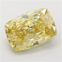 Picture of Lab Grown Diamond 3.52 Carats, CUSHION MODIFIED with  Cut, Fancy Intense Yellow Color, VS2 Clarity and Certified by IGI