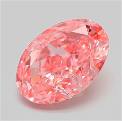 Picture of Lab Grown Diamond 2.05 Carats, Oval with  Cut, Fancy Vivid Pink Color, VVS2 Clarity and Certified by IGI