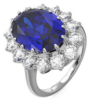 Princess Diana Exact Replica Engagement ring 7.77 lab Sapphire and 1.75 Lab diamonds E VS1