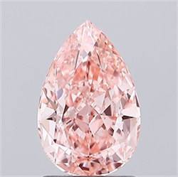 Picture of Lab Grown Diamond 1.52 Carats, Pear with  Cut, Fancy Vivid Pink Color, VVS2 Clarity and Certified by IGI