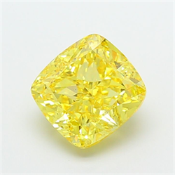 Picture of Lab Grown Diamond 4.02 Carats, CUSHION MODIFIED with  Cut, Fancy Vivid Yellow Color, VS2 Clarity and Certified by IGI