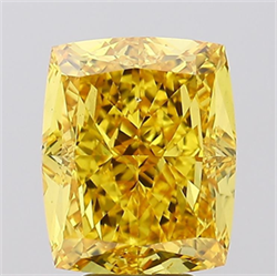 Picture of Lab Grown Diamond 6.58 Carats, CUSHION MODIFIED with  Cut, Fancy Vivid Yellow Color, VS2 Clarity and Certified by IGI