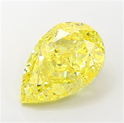 Picture of Lab Grown Diamond 5.08 Carats, Pear with  Cut, Fancy Vivid Yellow Color, VS2 Clarity and Certified by IGI