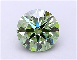 Picture of Lab Grown Diamond 1.69 Carats, Round with Ideal Cut, Fancy Vivid Green Color, VS1 Clarity and Certified by IGI