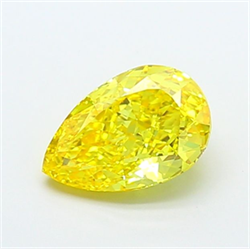 Picture of Lab Grown Diamond 1.73 Carats, Pear with  Cut, Fancy Vivid Yellow Color, VVS2 Clarity and Certified by IGI