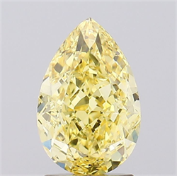 Picture of Lab Grown Diamond 2.04 Carats, Pear with  Cut, Fancy Vivid Yellow Color, VVS2 Clarity and Certified by IGI