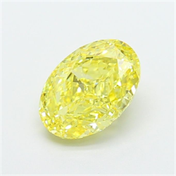Picture of Lab Grown Diamond 1.53 Carats, Oval with  Cut, Fancy Vivid Yellow Color, VS1 Clarity and Certified by IGI