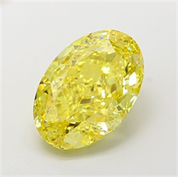 Picture of Lab Grown Diamond 5.03 Carats, Oval with  Cut, Fancy Intense Yellow Color, VS2 Clarity and Certified by IGI