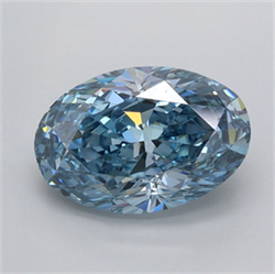 Picture of Lab Grown Diamond 1.53 Carats, Oval with  Cut, Fancy Vivid Blue Color, VVS2 Clarity and Certified by IGI