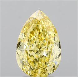 Picture of Lab Grown Diamond 2.52 Carats, Pear with  Cut, Fancy Vivid Yellow Color, VVS2 Clarity and Certified by IGI