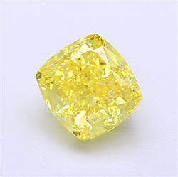 Picture of Lab Grown Diamond 1.47 Carats, CUSHION MODIFIED with  Cut, Fancy Vivid Yellow Color, VVS2 Clarity and Certified by IGI