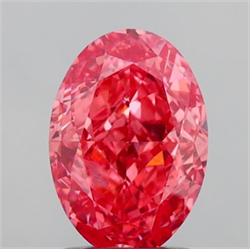 Picture of Lab Grown Diamond 2.07 Carats, Oval with  Cut, Fancy Vivid Pink Color, VS1 Clarity and Certified by IGI