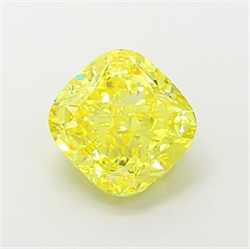 Picture of Lab Grown Diamond 1.45 Carats, CUSHION MODIFIED with  Cut, Fancy Vivid Yellow Color, VVS2 Clarity and Certified by IGI