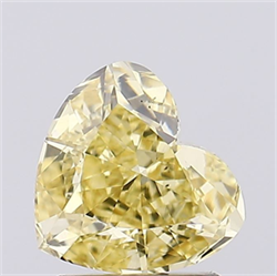 Picture of Lab Grown Diamond 1.54 Carats, Heart with  Cut, Fancy Intense Yellow Color, VS1 Clarity and Certified by IGI