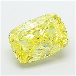 Picture of Lab Grown Diamond 5.03 Carats, CUSHION MODIFIED with  Cut, Fancy Intense Yellow Color, VS2 Clarity and Certified by IGI