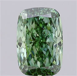 Picture of Lab Grown Diamond 5.09 Carats, CUSHION MODIFIED with  Cut, Fancy Vivid Green Color, VS1 Clarity and Certified by IGI